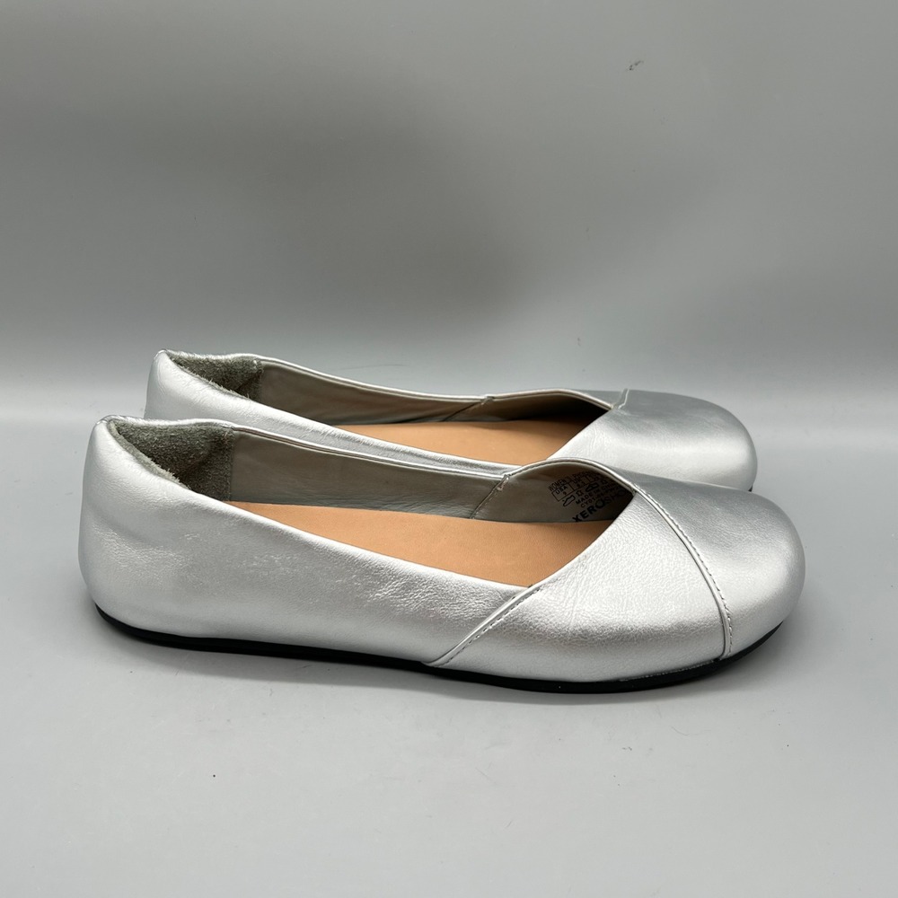 Xero Shoes Womens 9 Silver Metallic Phoenix Leather Ballet Flats Minimalist
